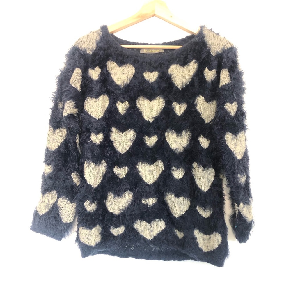 Cute Fuzzy Hearts Sweater